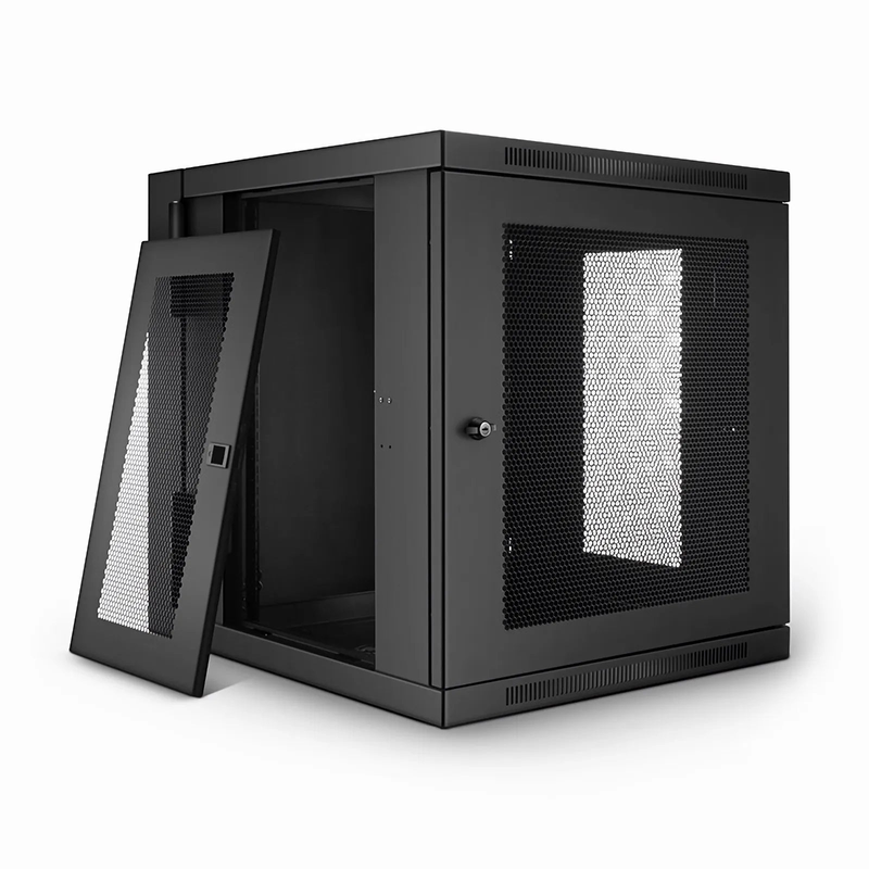 Refurb Squared 12U GV600-Series 19" 4-Rails Wall Mount Cabinet with Vented Front Door, Hinged Back