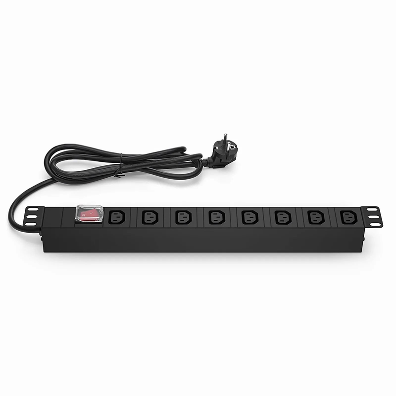 Refurb Squared 1.8kW Single-Phase 16A/250V Basic Rack PDU, 8 x C13 Outlets, CEE7 Plug, 6.6ft Cord, 1U Rack-Mount