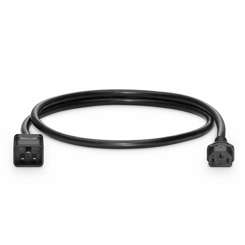 Refurb Squared 3ft (0.9m) IEC60320 C20 to IEC60320 C13 14AWG 250V/15A Power Cord, Black