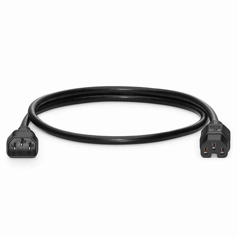Refurb Squared 3ft (0.9m) IEC60320 C14 to IEC60320 C15 14AWG 250V/15A Power Cord, Black