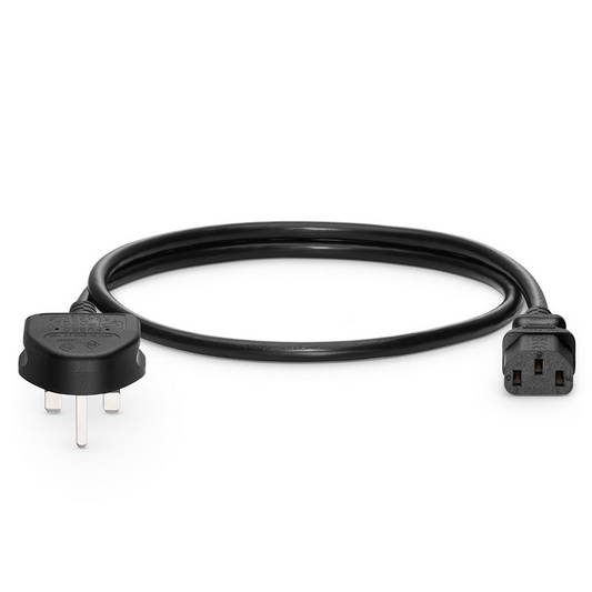 Refurb Squared 6ft (1.8m) BS 1363 to IEC60320 C13 3 x 1.0mmA² 250V/10A Power Cord, Black