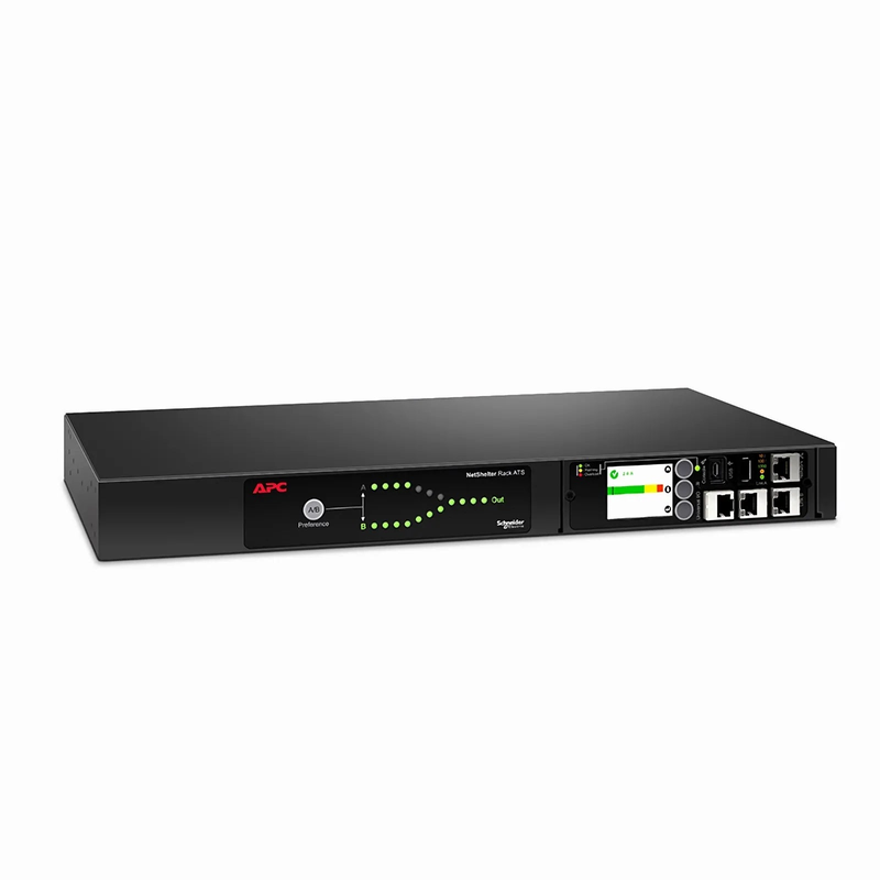 Refurb Squared APCA® NetShelter Rack Automatic Transfer Switch, 1U, 20A, 208V, 2 C20 IN, 8 C13, 1 C19 OUT