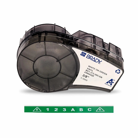 Refurb Squared 0.375in.W x 252in.L Panel/Surface Labels with Ribbon for M210 and M211 Printers, Continuous Label/Cartridge, White on Green