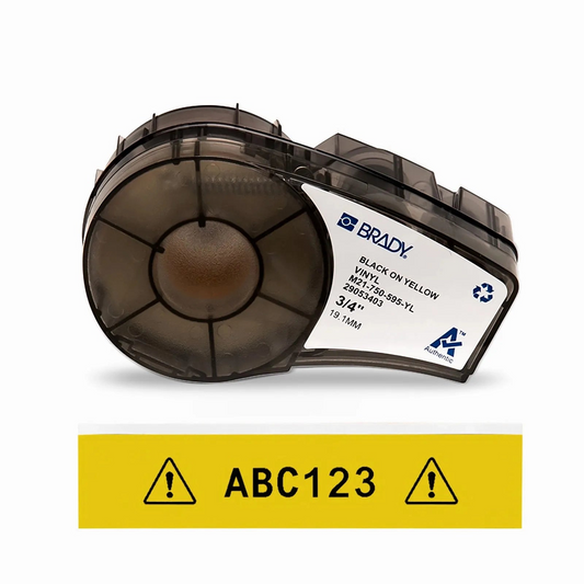 Refurb Squared 0.75in.W x 252in.L Panel/Surface Labels with Ribbon for M210 and M211 Printers, Continuous Label/Cartridge, Black on Yellow