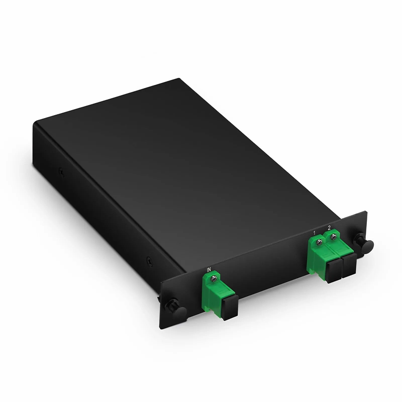 Refurb Squared 1 x 2 PLC Fiber Splitter, Standard LGX Cassette, SC/APC, Singlemode