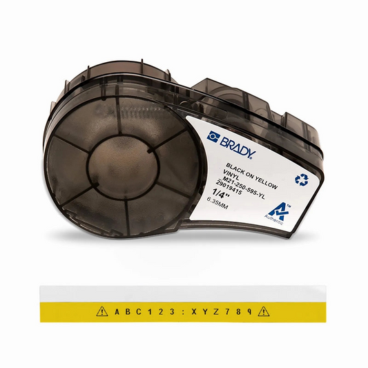 Refurb Squared 0.25in.W x 252in.L Panel/Surface Labels with Ribbon for M210 and M211 Printers, Continuous Label/Cartridge, Black on Yellow