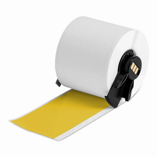 Refurb Squared 2in.W x 600in.L Panel/Surface Labels for M611 Printer, Continuous Label/Roll, Black on Yellow