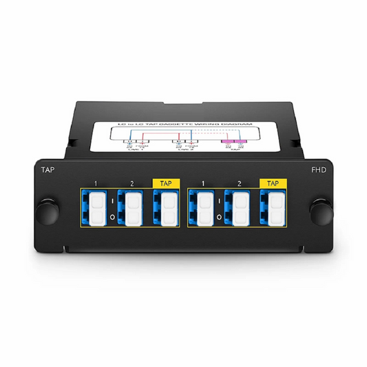 Refurb Squared FHDA LC TAP Cassette, OS2 Single Mode, 4 x LC Duplex Live Ports, 2 x LC Duplex TAP Ports, 50/50 Split Ratio (Live/TAP), 1/10/40/100G