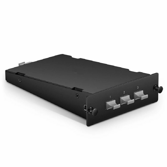 Refurb Squared FHDA MTP®-MTP® Conversion Cassette, MTP®-24 (Male) to 3 x MTP®-8 (Male), 24 Fibers, OM4 Multimode, Universal, 0.35dB Max.