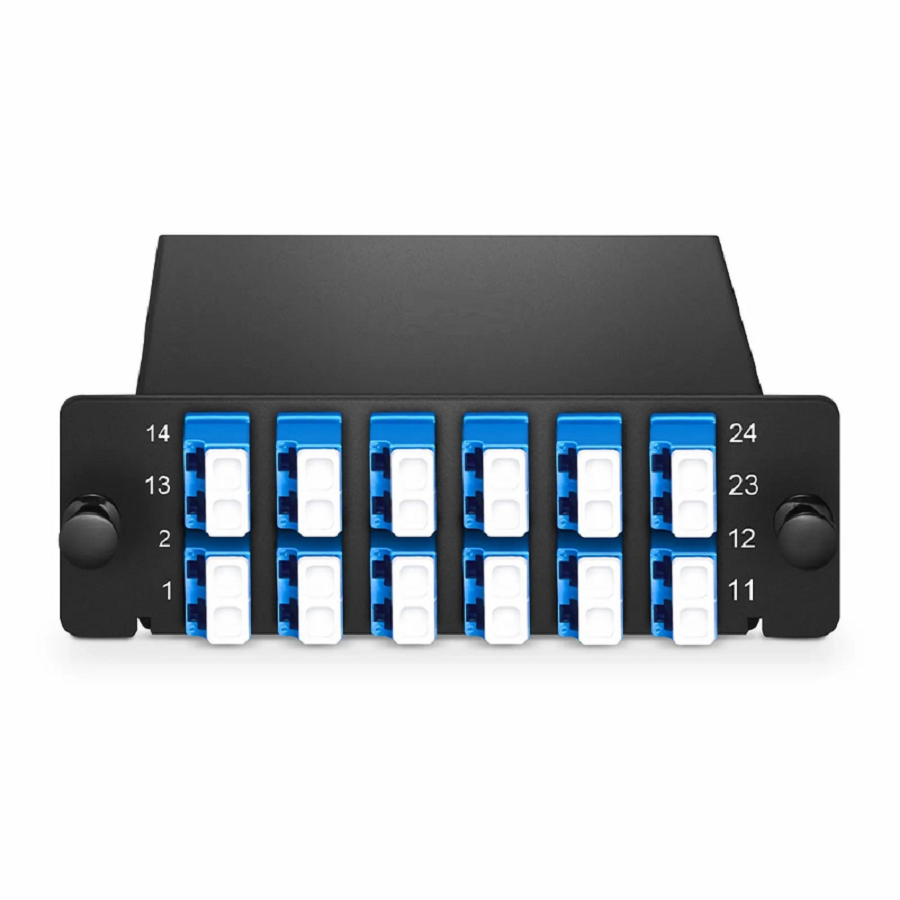 Refurb Squared FHDA LC Splice Cassette with Pigtails, 24 Fibers OS2 Single Mode,12 x LC UPC Duplex (Blue), 0.3dB Max.