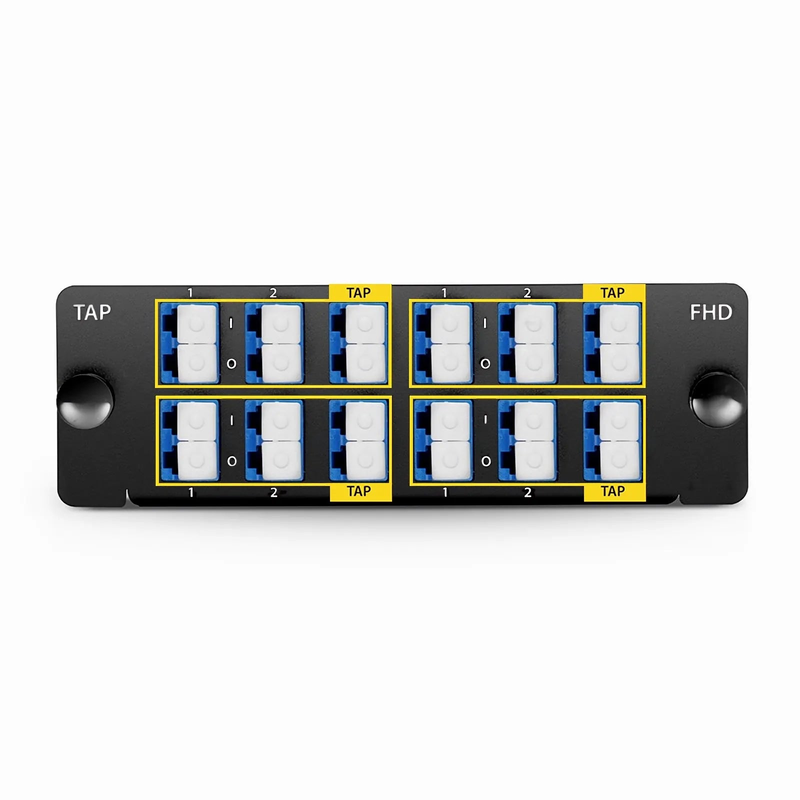 Refurb Squared FHDA LC TAP Cassette, OS2 Single Mode, 8 x LC Duplex Live Ports, 4 x LC Duplex TAP Ports, 50/50 Split Ratio (Live/TAP), 1/10/40/100G