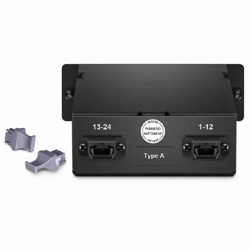 Refurb Squared FHDA MTP®-LC Cassette, OM5 Multimode, Type A, 24 Fibers, 2 x MTP®-12 (Male) to 12 x LC Duplex, 0.35dB Max.