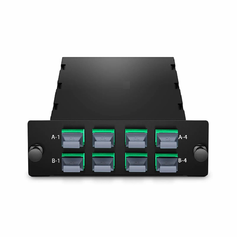 Refurb Squared FHDA 8 x MTP®-8 Mesh Cassette, 64 Fibers OS2 Single Mode, Universal, 8 x 8F MTP® to 8 x 8F MTP® (Green), 0.35dB Max.