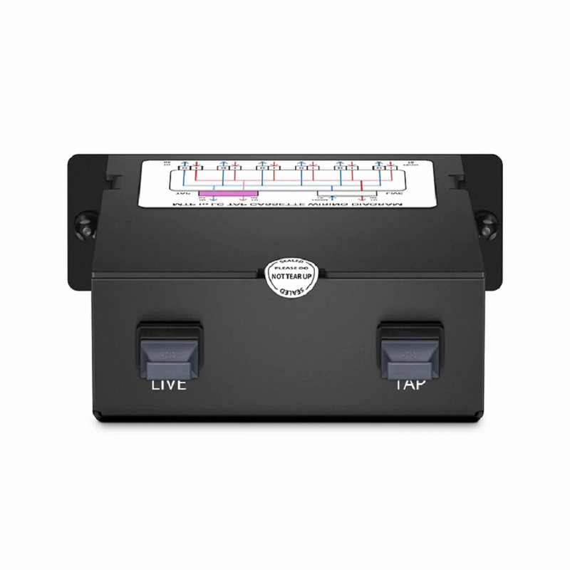 Refurb Squared FHDA MTP®-LC TAP Cassette, OS2 Single Mode, 4 x LC Duplex Live Ports, MTP®-8 Male Live Port, MTP®-8 Male TAP Port, 50/50 Split Ratio (Live/TAP), 10/40/100G