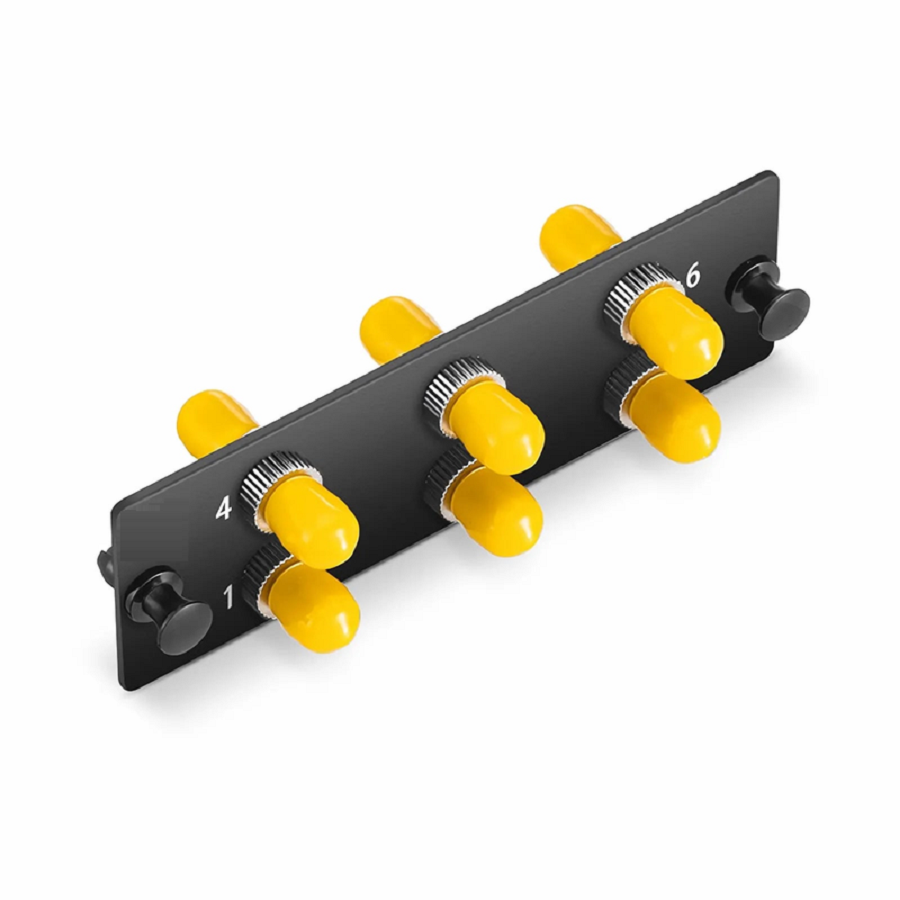 Refurb Squared FHDA Fiber Adapter Panel, 6 Fibers OM3/OM4 Multimode, 6 x ST Simplex (Plated) Adapter, Ceramic Sleeve