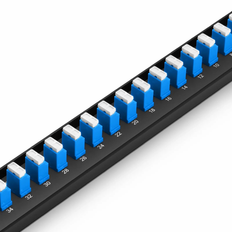 Refurb Squared FHUA 1U 19'' Fiber Adapter Panel, 48 Fibers OS2 Single Mode, 24 x LC UPC Duplex (Blue) Adapter, Ceramic Sleeve