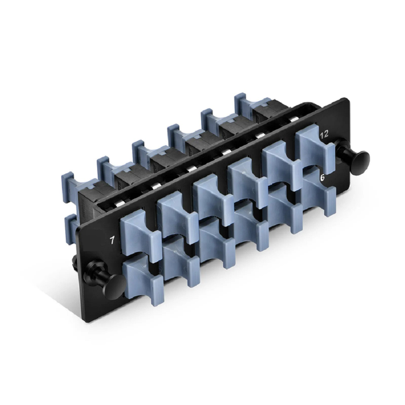 Refurb Squared FHDA Fiber Adapter Panel, 12 Fibers OM4 Multimode, 6 x SC UPC Duplex (Aqua) Adapter, Ceramic Sleeve