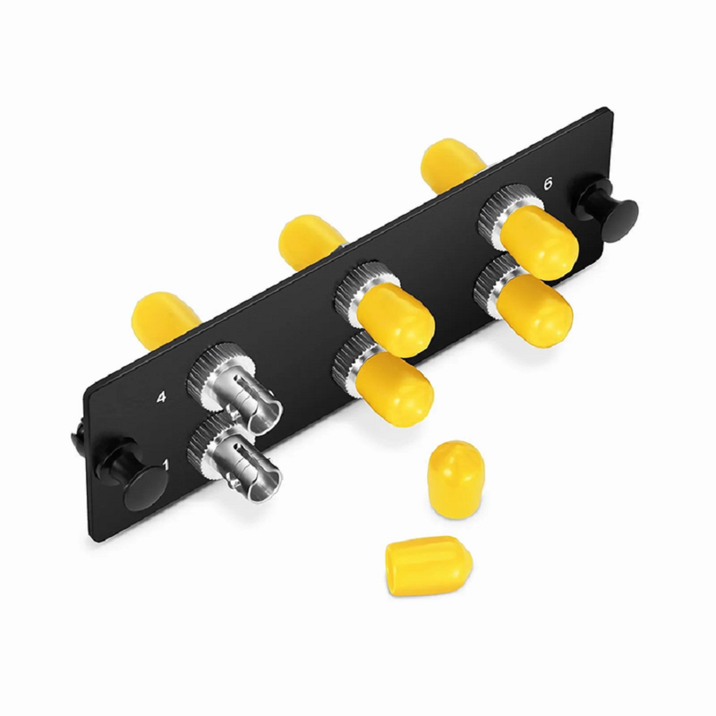 Refurb Squared FHDA Fiber Adapter Panel, 6 Fibers OM3/OM4 Multimode, 6 x ST Simplex (Plated) Adapter, Ceramic Sleeve