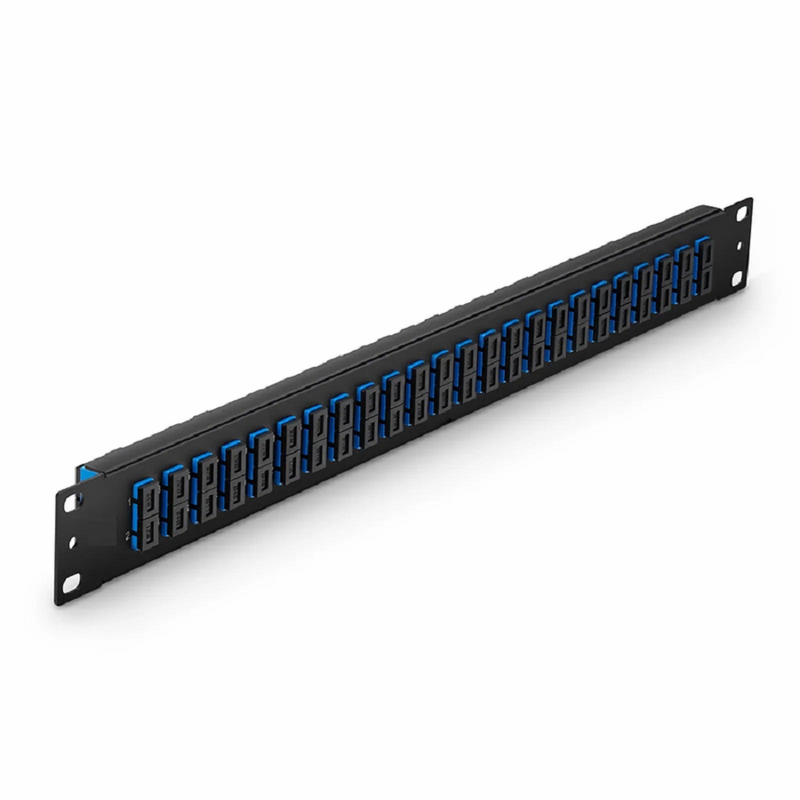 Refurb Squared FHUA 1U 19'' Fiber Adapter Panel, 48 Fibers OS2 Single Mode, 24 x SC UPC Duplex (Blue) Adapter, Ceramic Sleeve