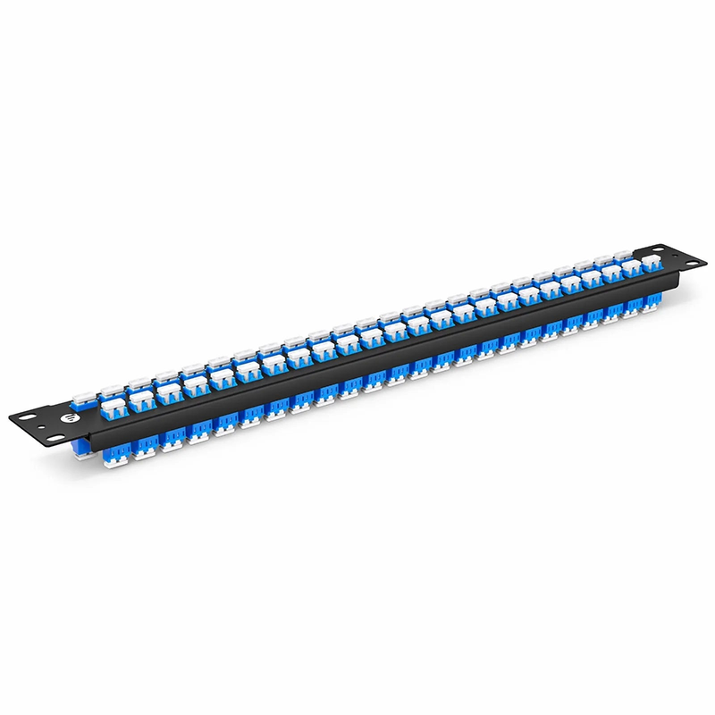 Refurb Squared FHUA 1U 19'' Fiber Adapter Panel, 96 Fibers OS2 Single Mode, 48 x LC UPC Duplex (Blue) Adapter, Ceramic Sleeve