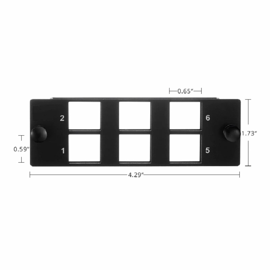 Refurb Squared FHDA 6-Port Multimedia Copper/Fiber Modular Panel with 6 x Plastic Clips