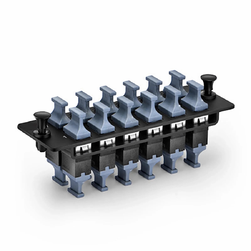 Refurb Squared FHDA Fiber Adapter Panel, 12 Fibers OM4 Multimode, 6 x SC UPC Duplex (Aqua) Adapter, Ceramic Sleeve