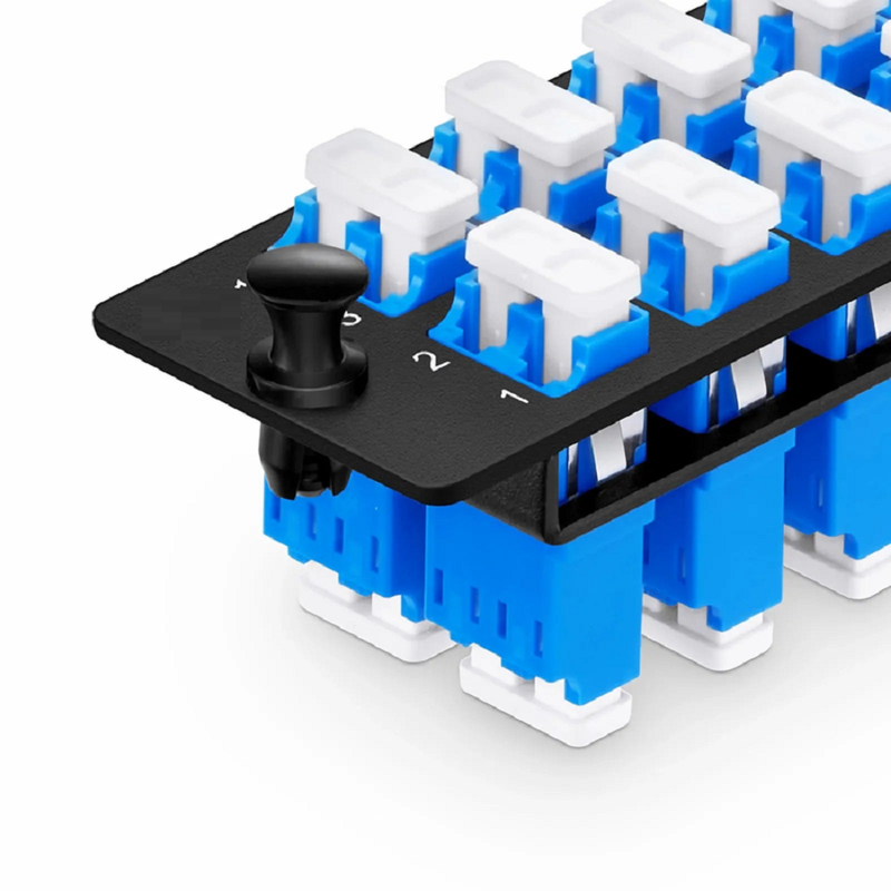 Refurb Squared FHDA Fiber Adapter Panel, 24 Fibers OS2 Single Mode, 12 x LC UPC Duplex (Blue) Adapter, Ceramic Sleeve