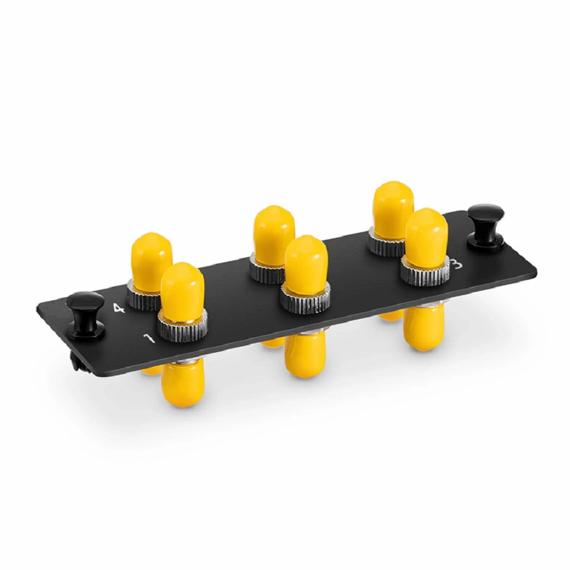 Refurb Squared FHDA Fiber Adapter Panel, 6 Fibers OM3/OM4 Multimode, 6 x ST Simplex (Plated) Adapter, Ceramic Sleeve