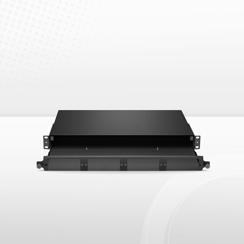 Refurb Squared FHDA High Density 1U Rack Mount Enclosure Unloaded, Sliding and Tilt-down Drawer, Holds up to 4 x FHDA Cassettes, Panels, or Splice Trays, 144 Fibers (LC)