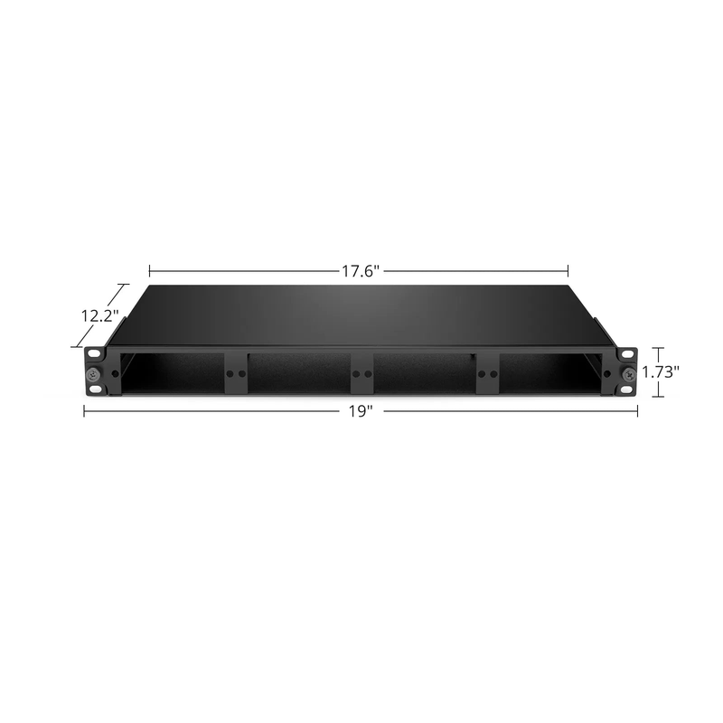 Refurb Squared FHDA High Density 1U Rack Mount Enclosure Unloaded, Sliding and Tilt-down Drawer, Holds up to 4 x FHDA Cassettes, Panels, or Splice Trays, 144 Fibers (LC)