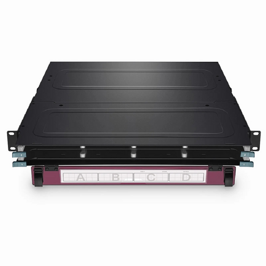 Refurb Squared FHXA Standard Density 1U Rack Mount Enclosure Unloaded, 2-layer Sliding Drawer, Holds up to 8 x FHXA Base-12 Cassettes, 96 Fibers (LC)