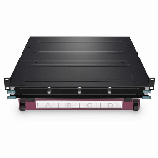 Refurb Squared FHXA Standard Density 1U Rack Mount Enclosure Unloaded, 2-layer Sliding Drawer, Holds up to 12 x FHXA Base-8 Cassettes, 96 Fibers (LC)