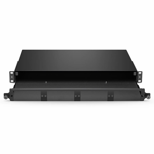 Refurb Squared FHDA High Density 1U Rack Mount Enclosure Unloaded, Sliding and Tilt-down Drawer, Holds up to 4 x FHDA Cassettes, Panels, or Splice Trays, 144 Fibers (LC)