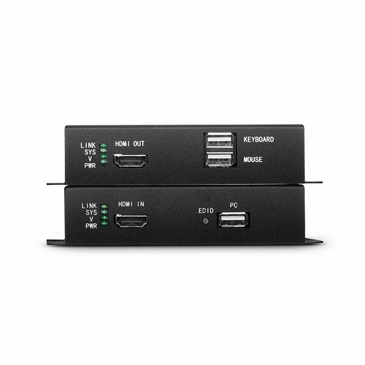 Refurb Squared 4K HDMI USB2.0 KVM Extender Set with Audio and EDID over LC Fiber Optic Cable for 10km, 3840x 2160@30Hz, with Pre-installed SFP+ Modules