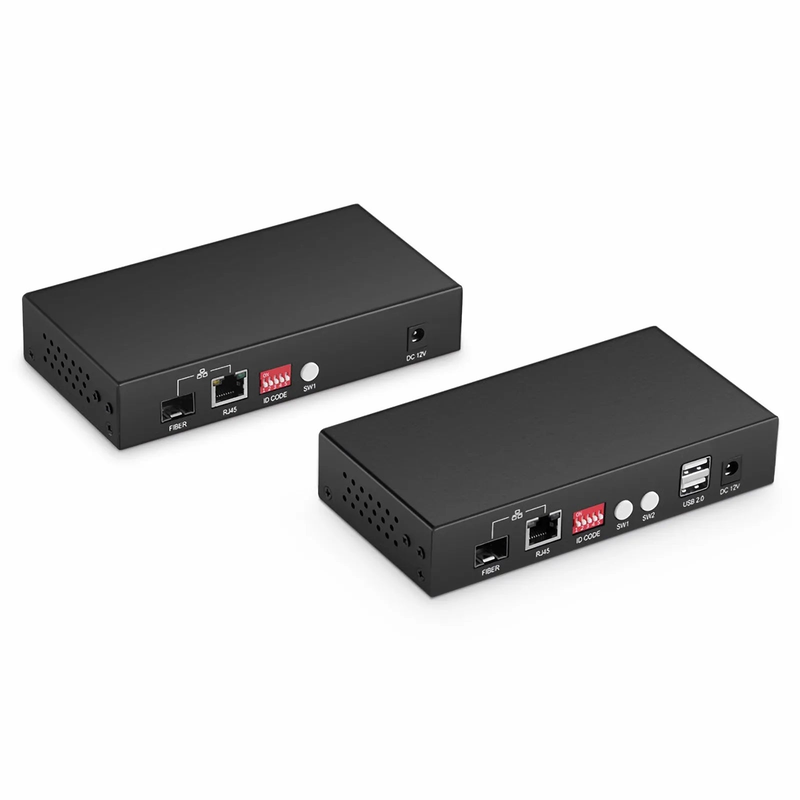 Refurb Squared 4K HDMI USB2.0 KVM Extender Set with Audio and HDCP over Single Mode Fiber for 10km, Multimode Fiber for 300m, and Cat5e/6/6a/7 Cable for 150m, 3840x 2160@30Hz