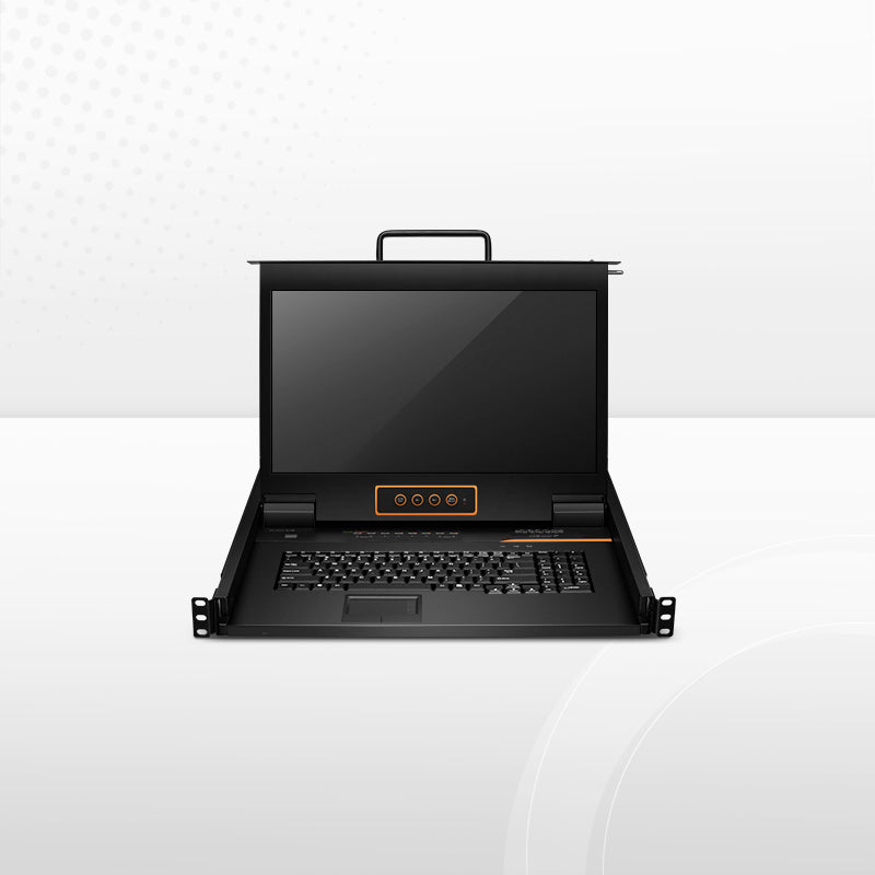Refurb Squared 8-Port Cat5 1U Rack-Mount KVM Over IP Switch with 17" Full HD LCD, 8 x RJ45 to VGA Interface Modules Included