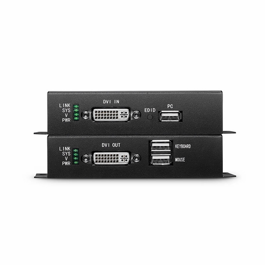 Refurb Squared 4K DVI USB2.0 KVM Extender Set with Audio and EDID over LC Fiber Optic Cable for 10km, 3840x 2160@30Hz, with Pre-installed SFP+ Modules