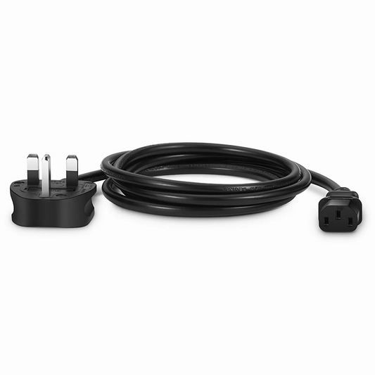 Refurb Squared 6ft (1.8m) BS 1363 to IEC60320 C13 3 x 0.75mmA² 250V/10A Power Cord, Black