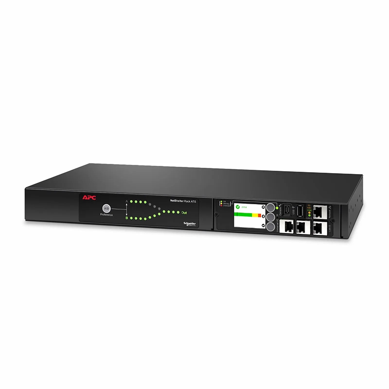 Refurb Squared APCA® NetShelter Rack Automatic Transfer Switch, 1U, 20A, 208V, 2 C20 IN, 8 C13, 1 C19 OUT
