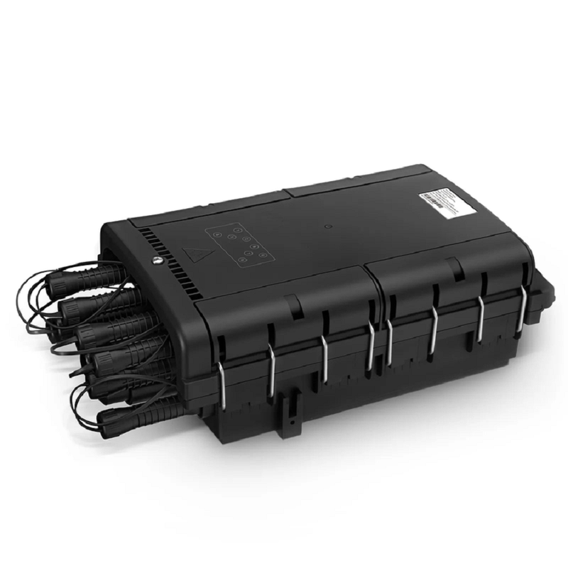 Refurb Squared Universal Pre-Terminated Hub Box for Quick ODN, 1 Uncut Port, 8 SC/APC Adapters, Mechanical Seal, Supports 1:2/1:4/1:8 Mini Splitters, PP+GF, IP65, Wall/Pole/Aerial Mount, Indoor/Outdoor