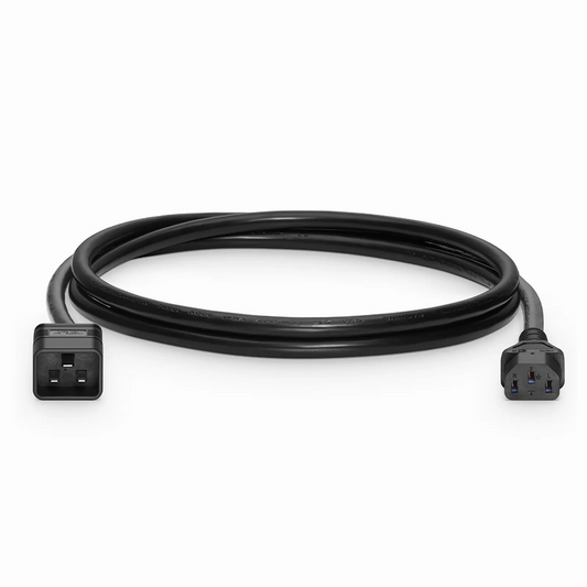 Refurb Squared 6ft (1.8m) IEC60320 C20 to IEC60320 C13 14AWG 250V/10A Power Cord, Black