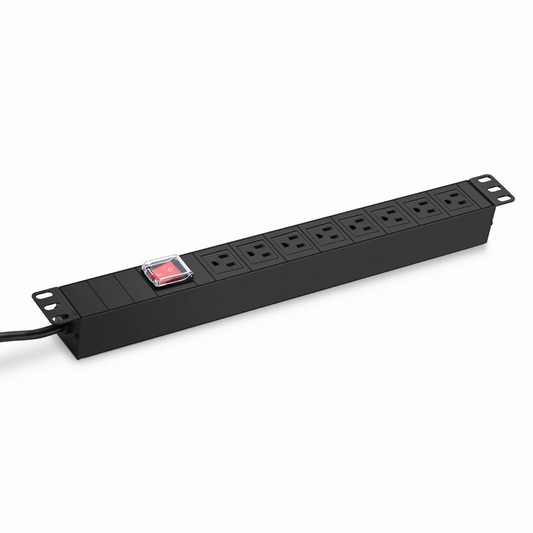 Refurb Squared 1.88kW Single-Phase 15A/125V Basic Rack PDU, 8 x NEMA 5-15R Outlets, NEMA 5-15P Plug, 6.6ft Cord, 1U Rack-Mount