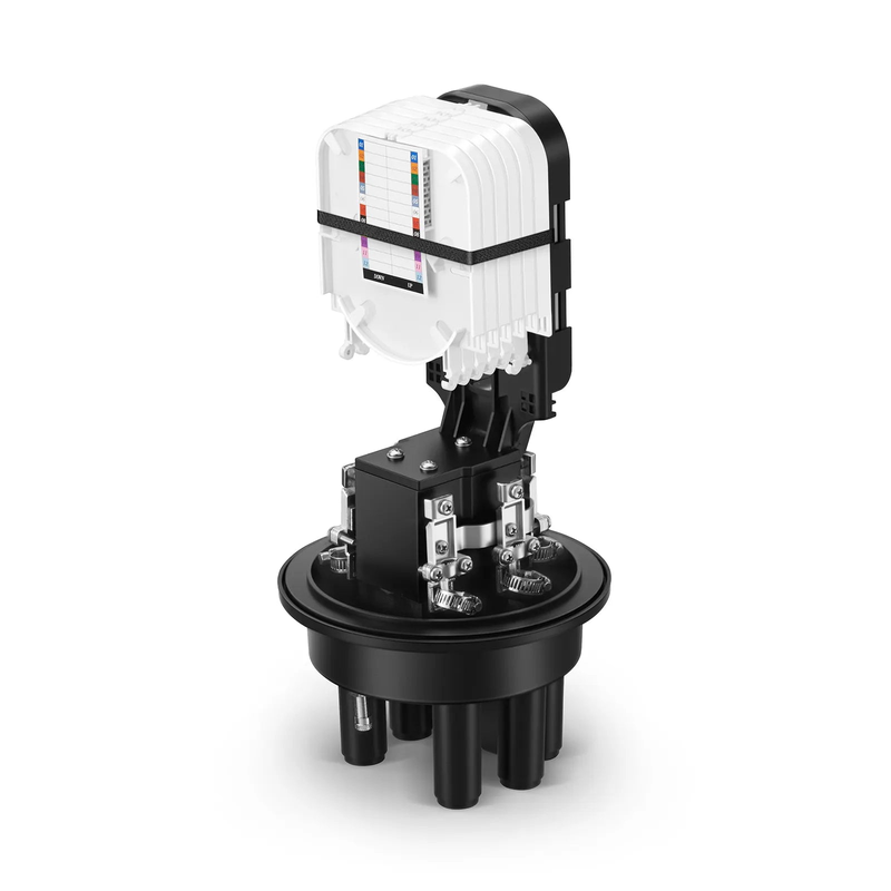 Refurb Squared 72 Fibers 1In-4Out Dome Fiber Optic Splice Closure, Mechanical Seal and Heat Shrink Seal, with 1 Pre-installed Splice Tray