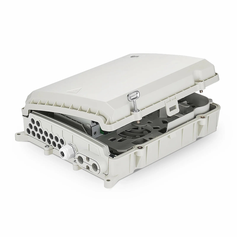 Refurb Squared 16 Fibers Optic Distribution Box, SC/A, Plastic, Wall/Pole Mount, Indoor and Outdoor