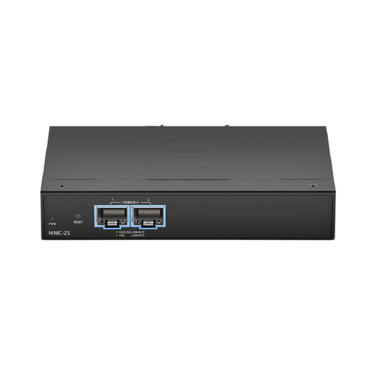 Refurb Squared Managed 1x 100M/1G/2.5G/5G/10GBase-T RJ45 to 2x 10GBase-X SFP+ 10Gigabit Ethernet Media Converter, American Plug Standard