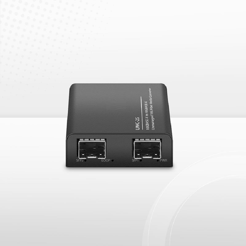 Refurb Squared Mini Unmanaged 1x 10GBase-X to 1x 10GBase-X 2SFP+ 10Gigabit Fiber Media Converter, American Plug Standard