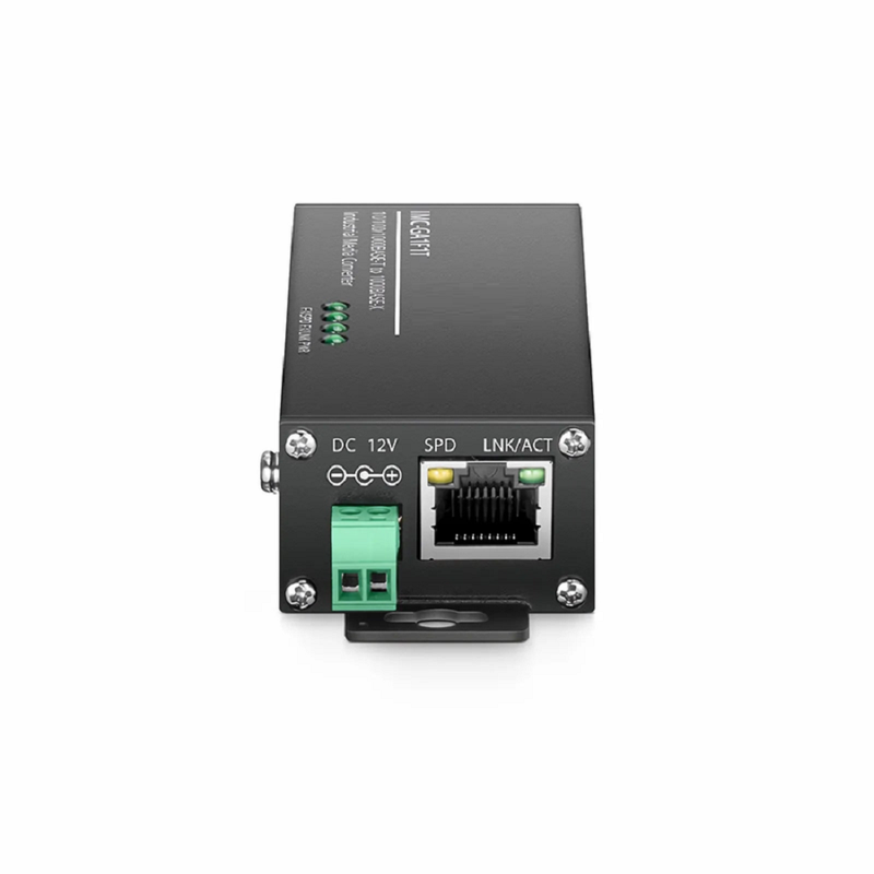 Refurb Squared Mini Industrial Unmanaged 1x 10/100/1000Base-T RJ45 to 1x 1000Base-X SFP Gigabit Ethernet Media Converter, American Plug Standard