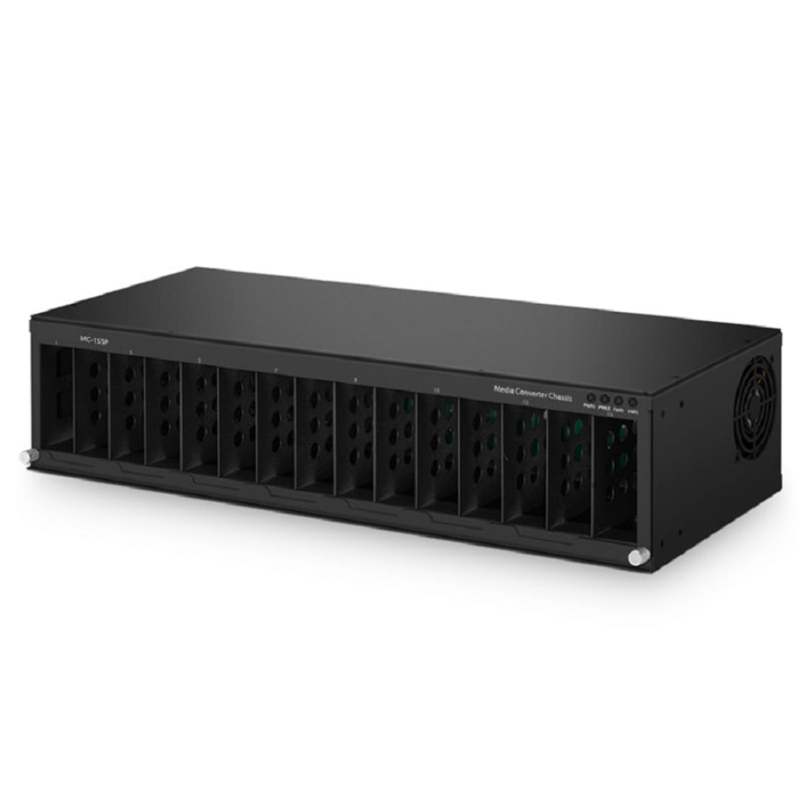 Refurb Squared 15 Slots Media Converter Chassis, 19'' Rack Mount, Single Power AC 100~240V