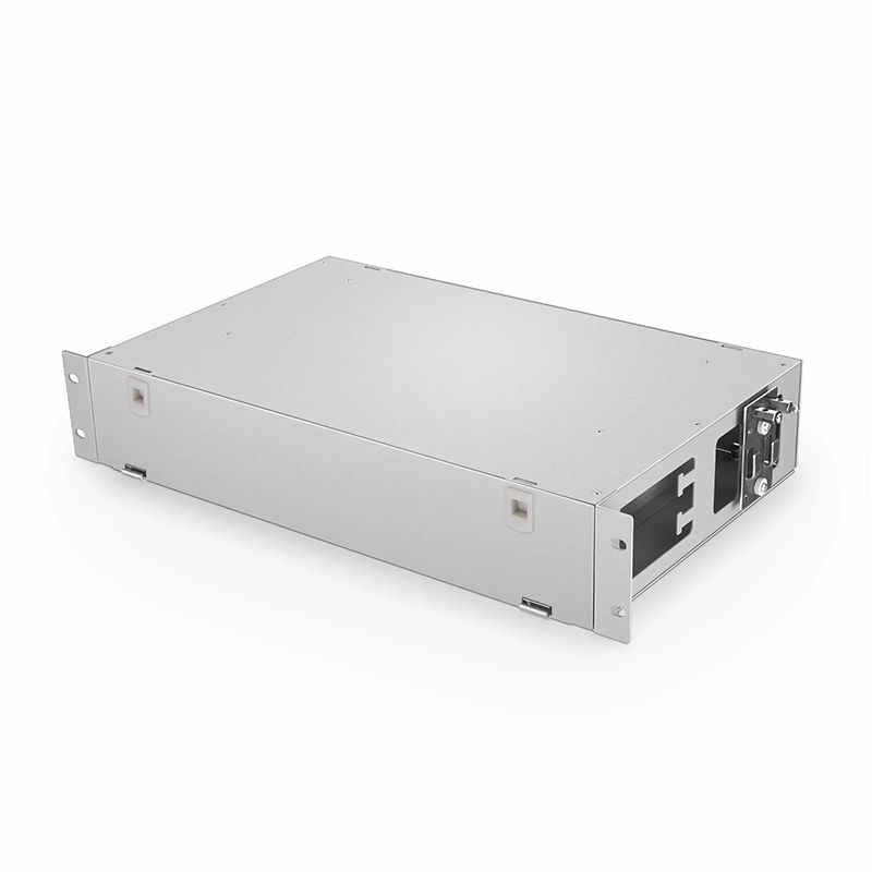 Refurb Squared 2U Rack Mount Fiber Optic Distribution Panel, 24 Fibers OS2 Single Mode, 24 x SC UPC Simplex (Blue) Adapter