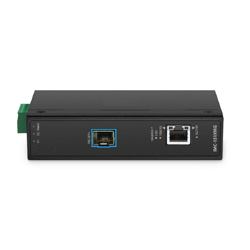 Refurb Squared Industrial 1x 100M/1G/2.5G/5G/10GBase-T RJ45 to 1x 10GBase-X SFP+ 10Gigabit Ethernet Media Converter